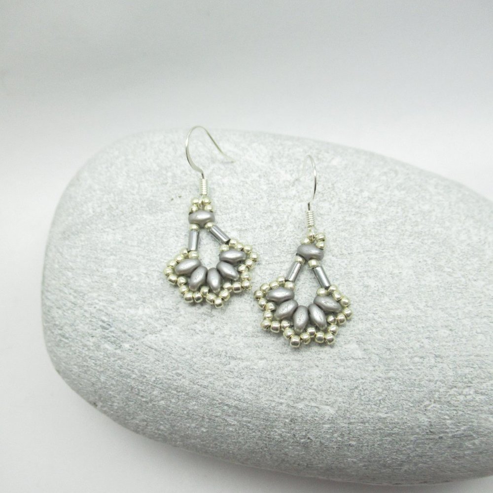 Hand stitched fan earrings